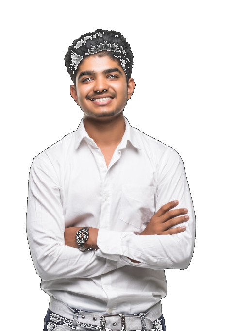 Indian student smiling with arms crossed